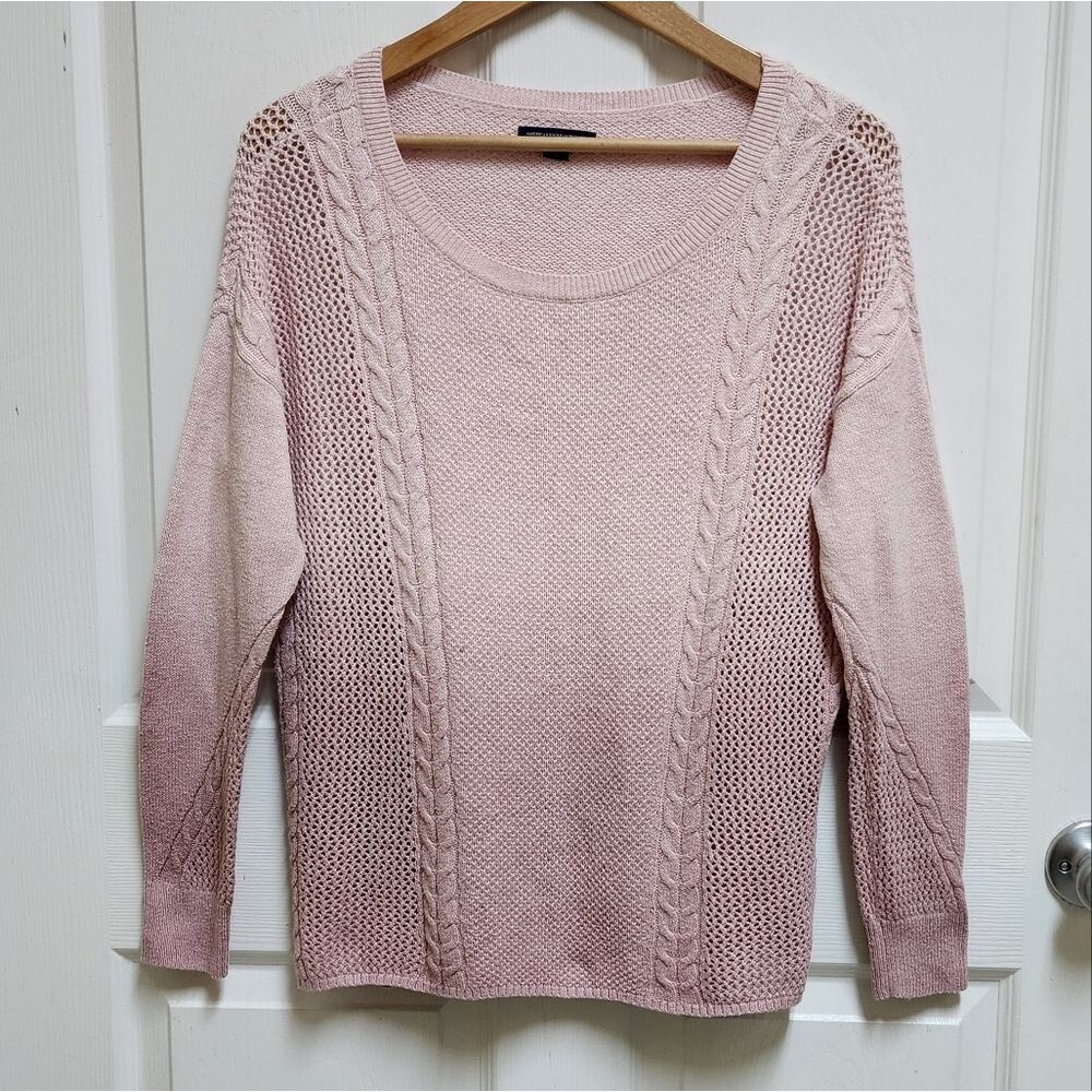 American Eagle Sweater Womens M Pink Ombre Wool Blend Soft Long Sleeve Pullover